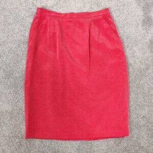 Braemar Petites Women's Mini Skirt Size 2 Red Silk Lined Business Casual Elegant
